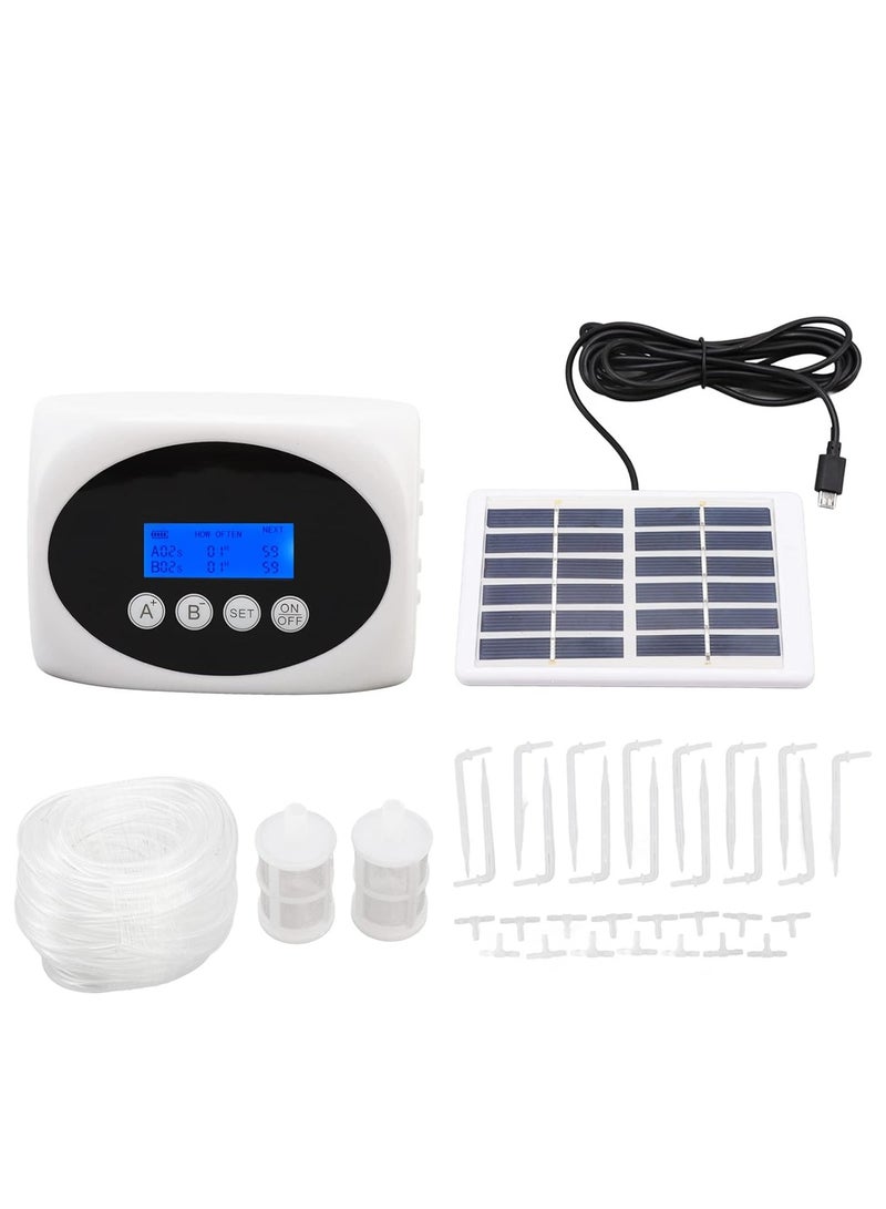 Automatic Drip Irrigation Kit Solar Automatic Watering Device Watering Device Garden Dual Pump Timed Irrigator Plant Watering Drip Kit Black 10m for 15 Pots 3W