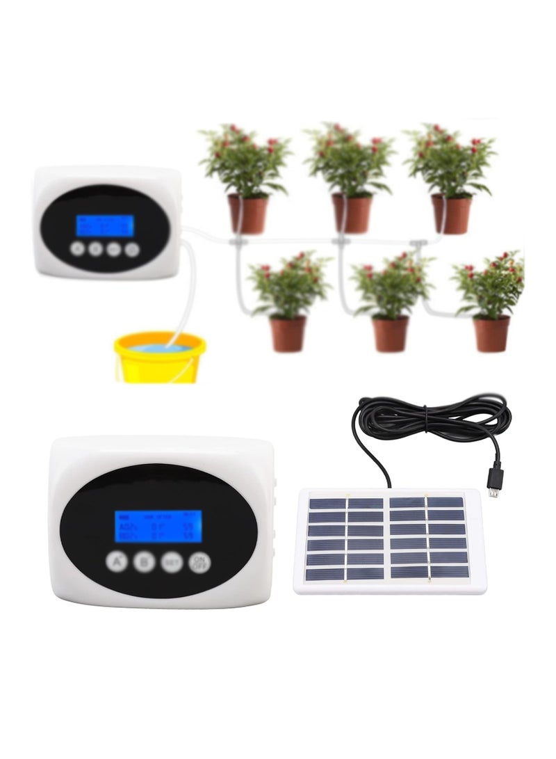 Automatic Drip Irrigation Kit Solar Automatic Watering Device Watering Device Garden Dual Pump Timed Irrigator Plant Watering Drip Kit Black 10m for 15 Pots 3W