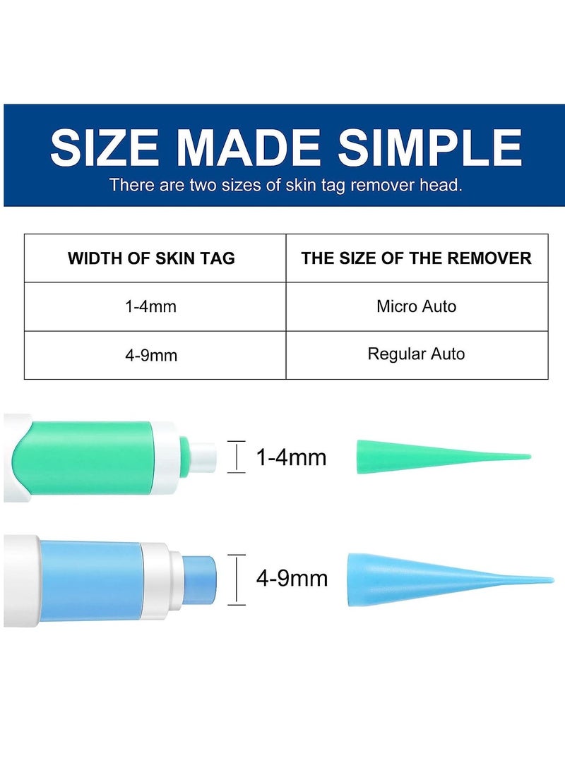 2 in 1 Skin Tag Remover Auto Skin Tag Remover Pen with 40 Micro and Regular Skin Tag Bands User Friendly Safe and Painless Remove Small to Large 1 -4 and 4 -9 mm Sized Skin Tags