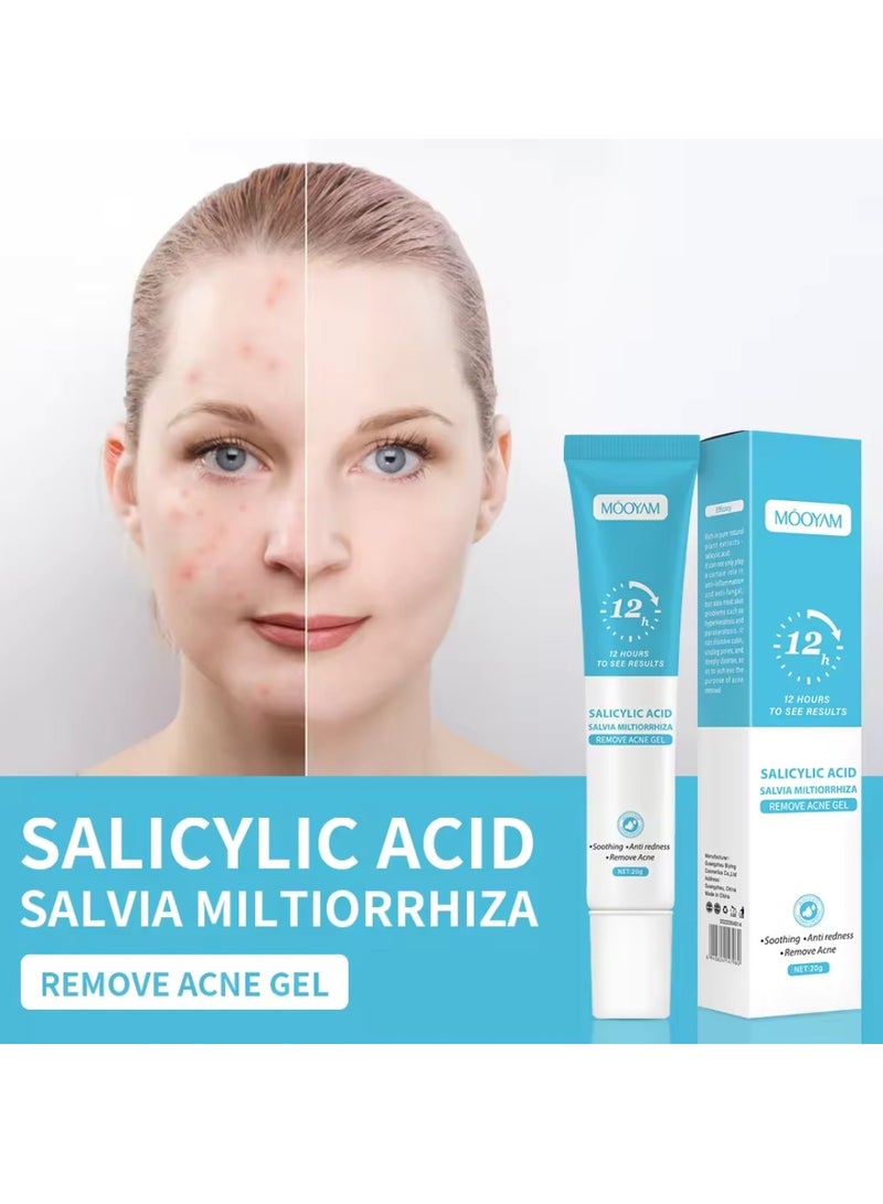 Salicylic Acid Acne Gel 12H Results Soothing Acti Redness Acne Cream Repair Damaged Skin Oil Control Tighten Pores Moisturizing Hydrating Acne Treatment Cream 20g