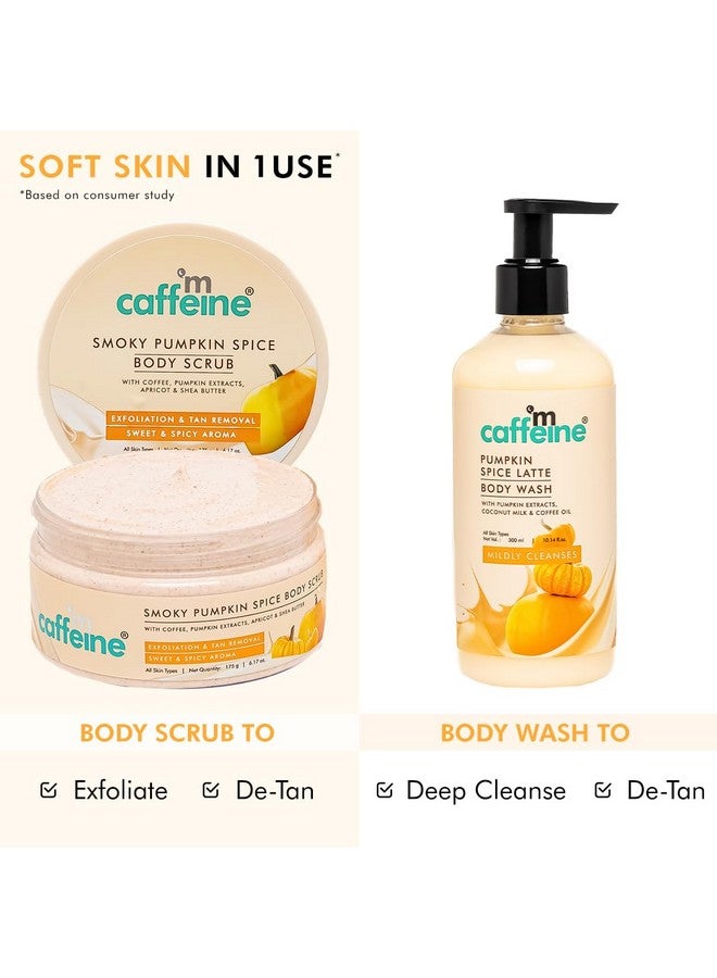 Pumpkin Spice Cleanse & Detan Duo For Glowing Skin| Mildly Cleanses, Exfoliates, Detans|Pumpkin Body Wash - 300Ml & Pumpkin Body Scrub - 175 G | Sweet & Spicy Pumpkin Aroma For Men & Women