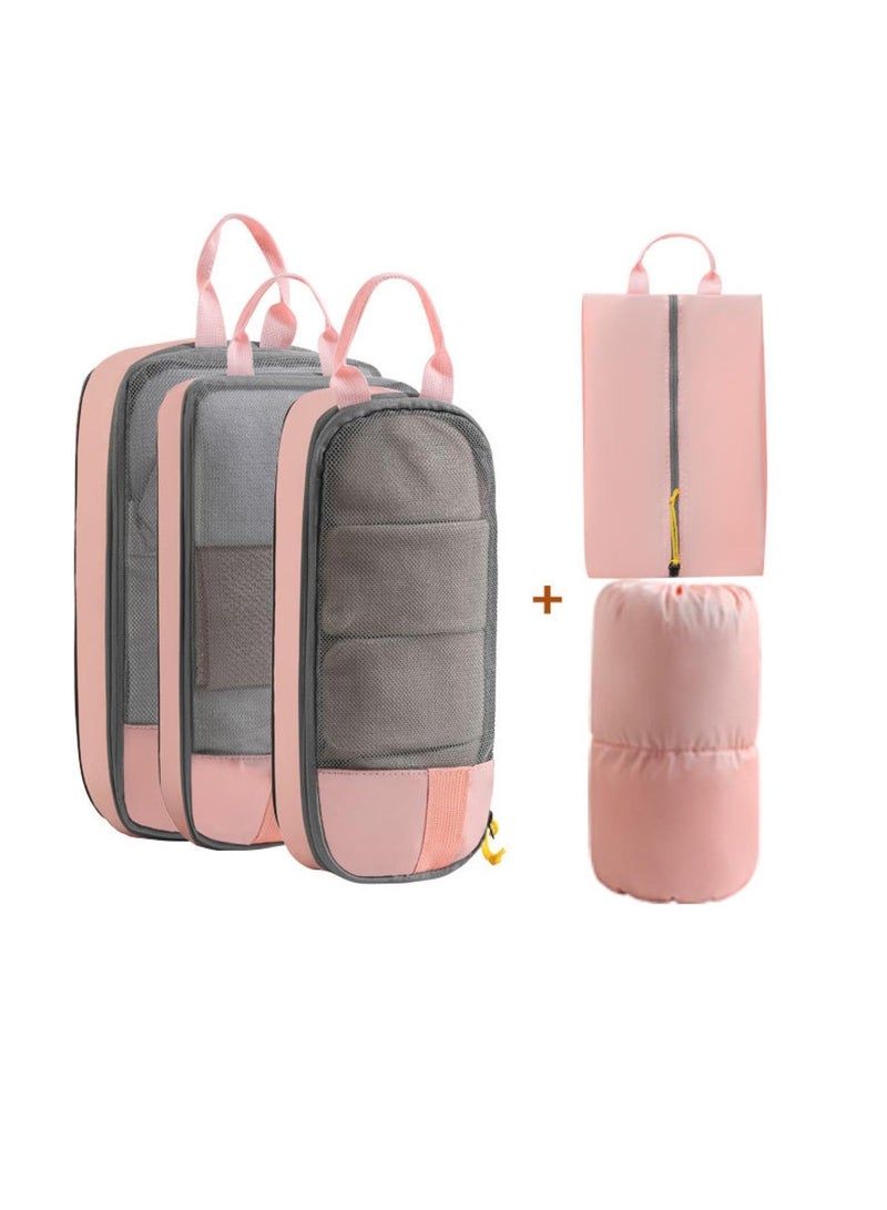 Heavy Duty Space Saver Bags for Clothing and Blankets, Self-Compression Design for Efficient Storage, Ideal for Moving and Organizing, Pink Color