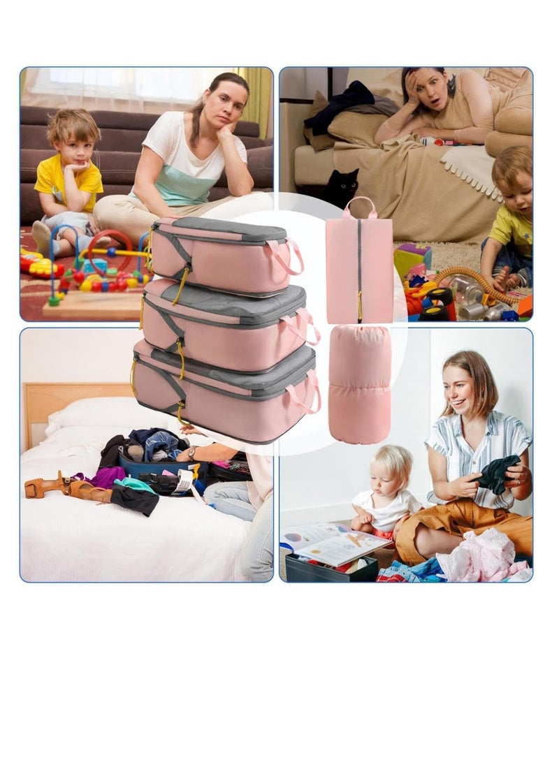 Heavy Duty Space Saver Bags for Clothing and Blankets, Self-Compression Design for Efficient Storage, Ideal for Moving and Organizing, Pink Color