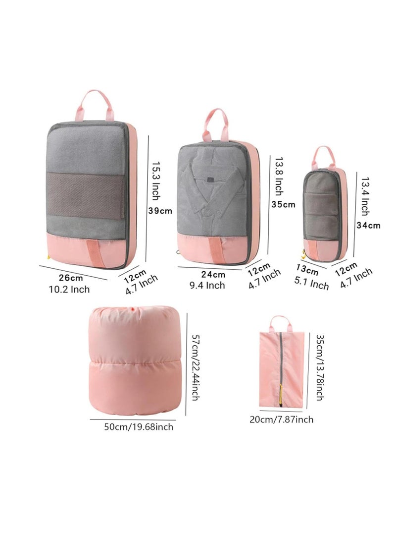 Heavy Duty Space Saver Bags for Clothing and Blankets, Self-Compression Design for Efficient Storage, Ideal for Moving and Organizing, Pink Color