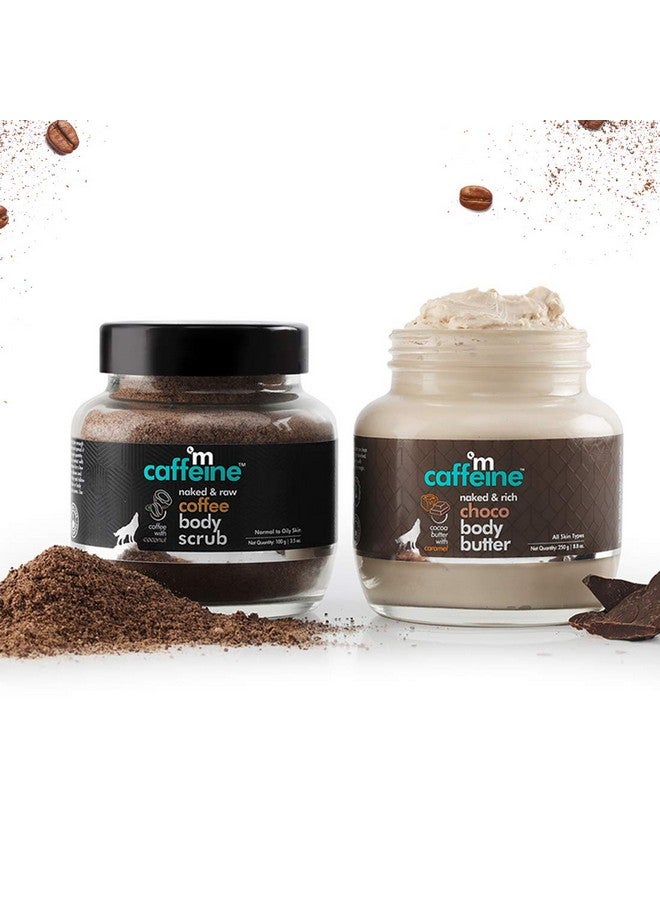 Body Polishing Kit For Exfoliation, Tan Removal & Intense Moisturization | Coffee Body Scrub & Choco Body Butter Combo For Soft & Smooth Skin | For Men & Women | All Skin Types