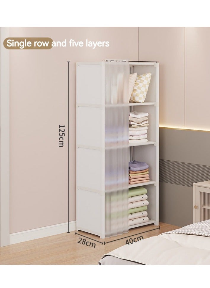 5 Layers Dustproof Wardrobe For Clothes Side Cabinets Household Bedroom Storage With Door Cover Simple Assembly Storage Cabinet Hanging Wardrobe Rental Room Wardrobe