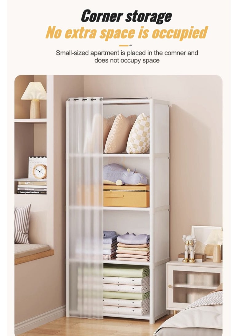 5 Layers Dustproof Wardrobe For Clothes Side Cabinets Household Bedroom Storage With Door Cover Simple Assembly Storage Cabinet Hanging Wardrobe Rental Room Wardrobe