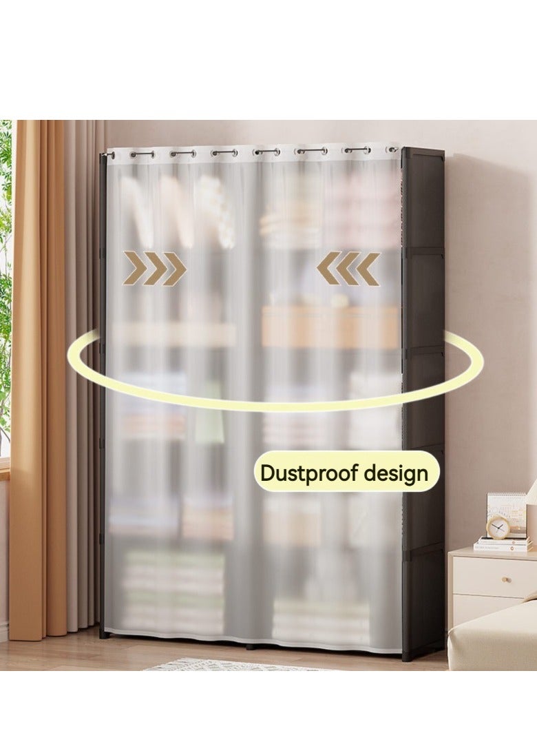 5 Layers Double Row Dustproof Wardrobe For Clothes Side Cabinets Household Bedroom Storage With Door Cover Simple Assembly Storage Cabinet Hanging Wardrobe Rental Room Wardrobe