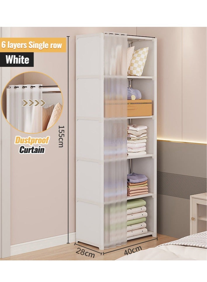 6 Layers Dustproof Wardrobe For Clothes Side Cabinets Household Bedroom Storage With Door Cover Simple Assembly Storage Cabinet Hanging Wardrobe Rental Room Wardrobe