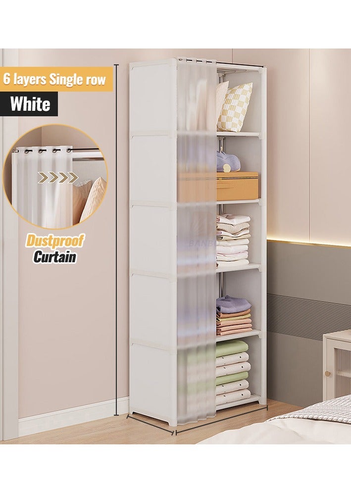 6 Layers Dustproof Wardrobe For Clothes Side Cabinets Household Bedroom Storage With Door Cover Simple Assembly Storage Cabinet Hanging Wardrobe Rental Room Wardrobe