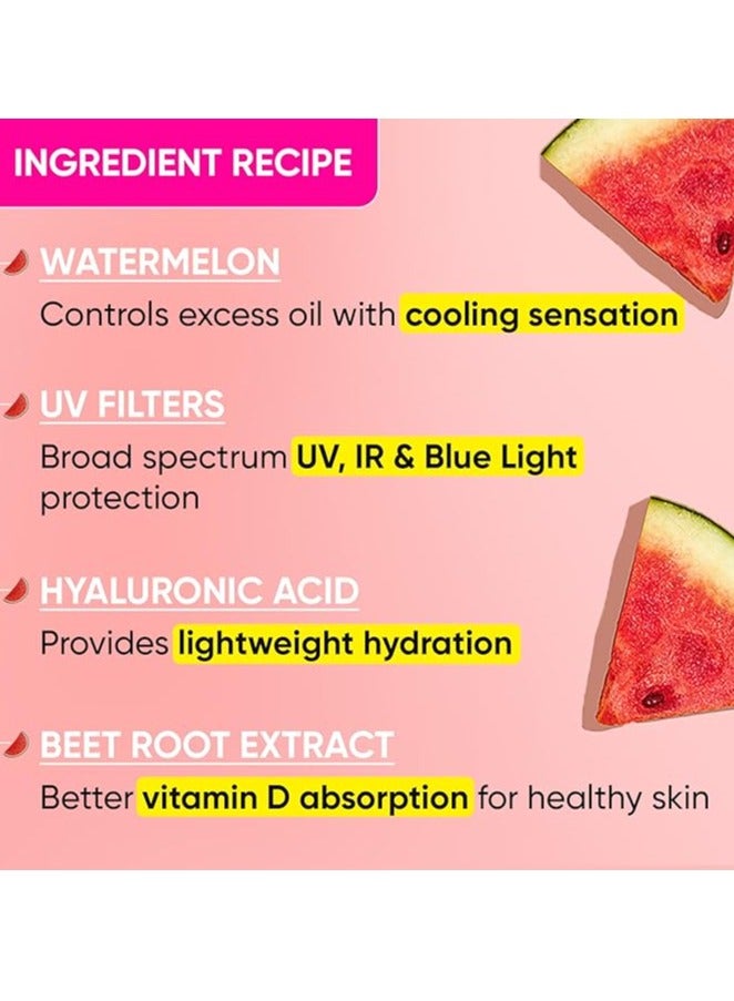 Dot & Key Watermelon Hyaluronic Cooling Sunscreen SPF 50 PA+++| for Oily, Normal & Combination Skin | UV + Blue Light Protection | Lightweight | No White Cast | Boosts Vitamin D Absorption | 80g…