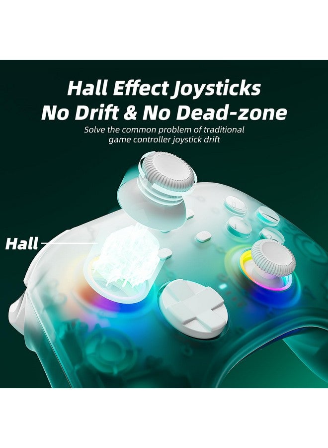 Wireless Pro Controllers With Hall Effect Joysticks/Hall Trigger (No Drift), Black Ice Bluetooth Controller For Nintendo Switch, Windows Pc Ios Android Steam With Rgb Light/Programmable/Turbo