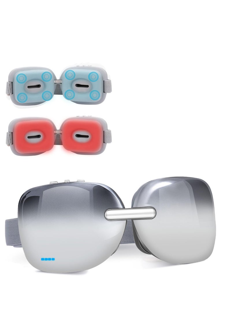 Heated Eye Massager with Vision Window and Vibration for Relaxation, Reducing Eye Strain and Dark Circles, Alleviating Dry Eyes and Improving Sleep