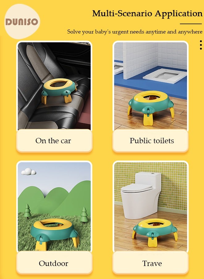 Folding Potty Training Toilet for Kids, Foldable Portable Car Potty with Storage Bags, Travel Potty Chair for Children's, Reusable Potty Toddler for Travel Camping Park Indoor Outdoor