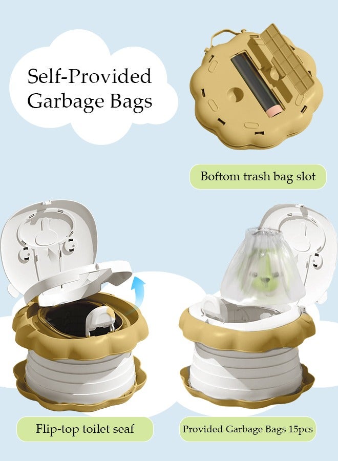 Folding Potty Training Toilet for Kids, Folding Car potty with Storage Bags, Travel Potty Chair for Kids, Portable Toilet for Camping Outdoor and Indoor