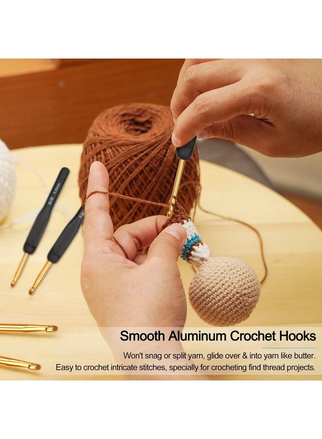 Black Gold Crochet Hooks Needles For Arthritic Hands 2.0 6.0Mm Crochet Hook Set Ergonomic Soft Grips Knitting Hook For Crochet Yarn Craft Aluminum Knitting Crochet Supplies Kit For Knitter