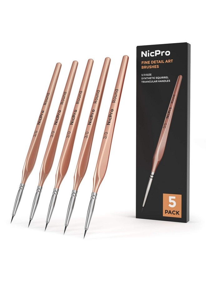 Detail Paint Brushes 5 Pcs Extra Fine Tip 000 Professional Miniature Painting Artist Set Round 3/0 For Micro Watercolor Oil Acrylic Craft Models Rock Army Paint By Number For Adult