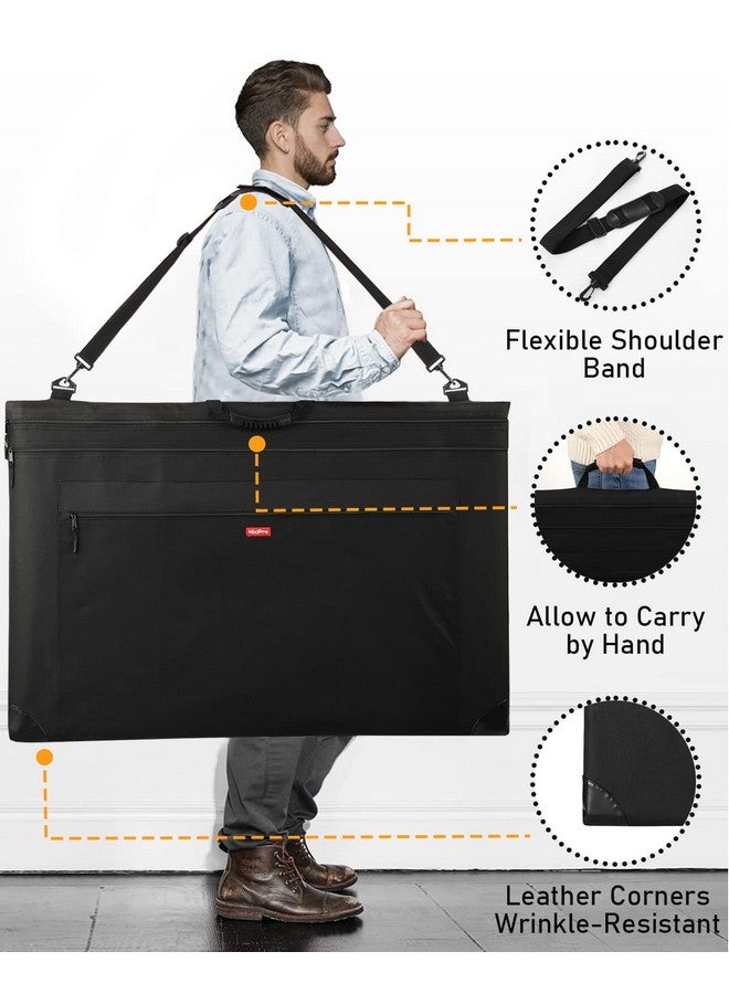 Light Weight Art Portfolio Bag 20X26 Black Art Canvas Portfolio Case With Detachable Shoulder Strap Leather Corners Carrying Storage Case For Artwork Poster Sketching And Drawing