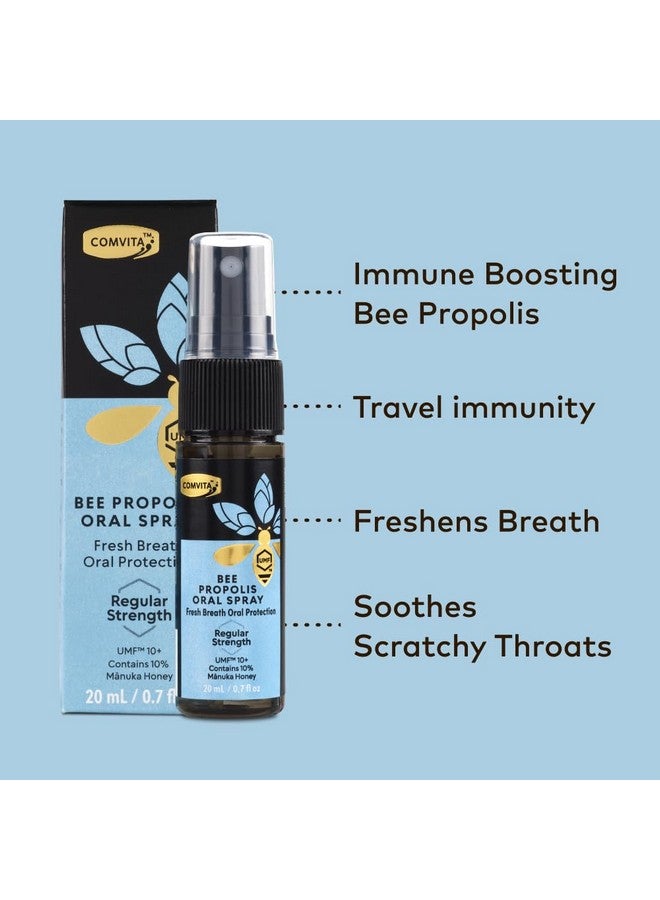 Propolis Natural Throat Relief Spray, Soothing Mint Flavor With Umf 10+ Manuka Honey - Natural Immune Support, Antioxidant, Dietary Supplement, 0.7 Fl Oz