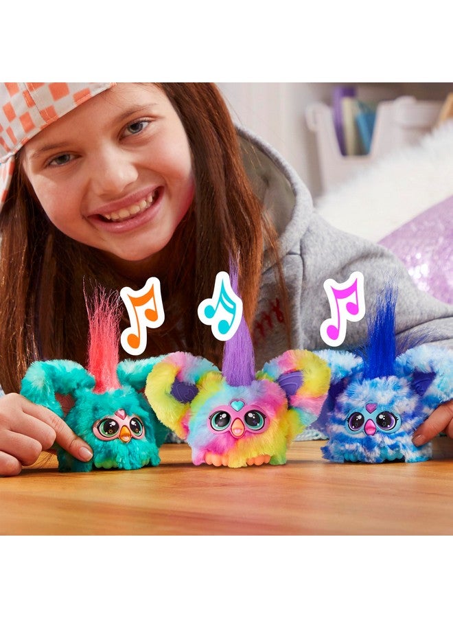 Furblets Ooh-Koo Mini Friend, 45+ Sounds, Rock Music & Furbish Phrases, Electronic Plush Toys For Girls & Boys 6 Years & Up, Blue & White