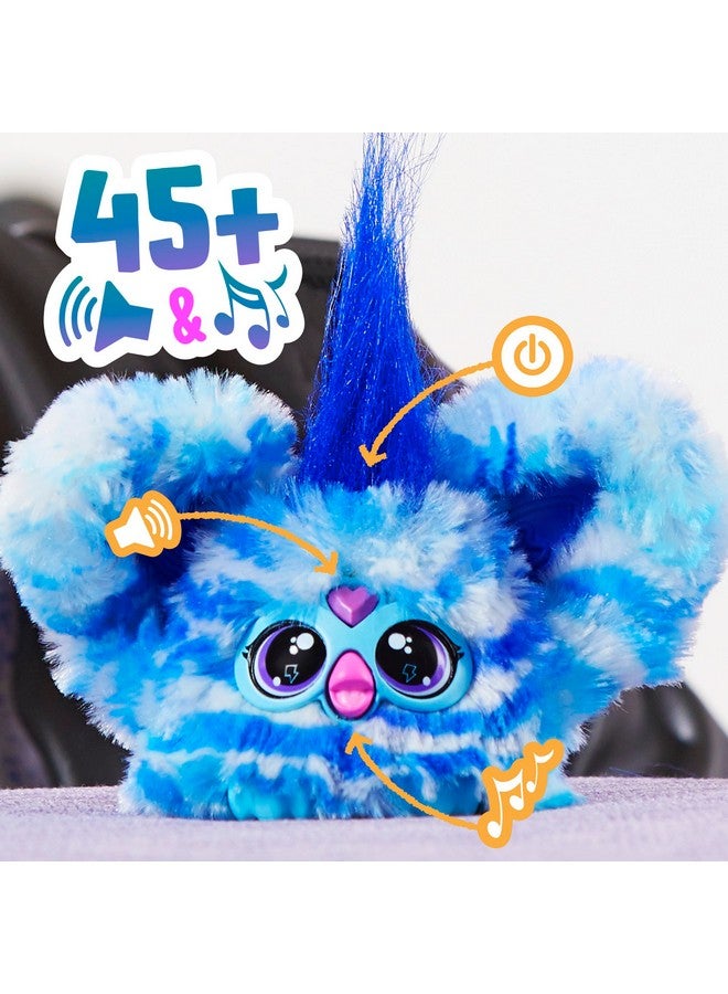 Furblets Ooh-Koo Mini Friend, 45+ Sounds, Rock Music & Furbish Phrases, Electronic Plush Toys For Girls & Boys 6 Years & Up, Blue & White