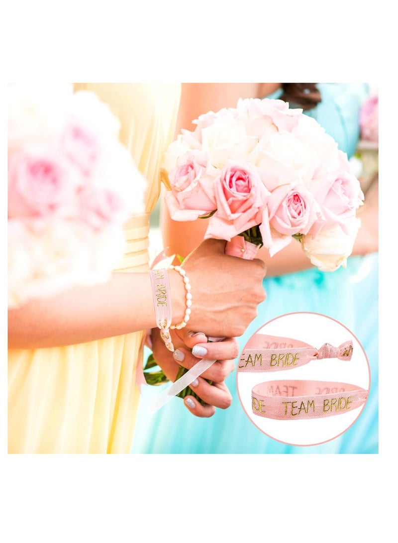 Hen Party Wristbands Set, 1 White Bride Wristband +20pcs Pink Team Bride Wristband, with Rose Gold Lettering, for Bachelorette Party, Wedding Bridal Shower Decorations, Bridal Shower