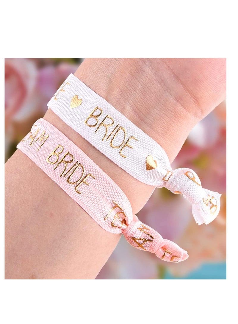 Hen Party Wristbands Set, 1 White Bride Wristband +20pcs Pink Team Bride Wristband, with Rose Gold Lettering, for Bachelorette Party, Wedding Bridal Shower Decorations, Bridal Shower