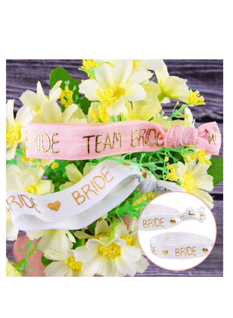 Hen Party Wristbands Set, 1 White Bride Wristband +20pcs Pink Team Bride Wristband, with Rose Gold Lettering, for Bachelorette Party, Wedding Bridal Shower Decorations, Bridal Shower