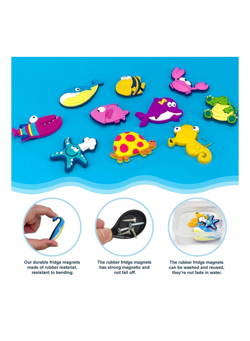 Sea Animal Fridge Magnets for Toddlers - 10 Soft Rubber Refrigerator Magnets, Educational Toys for Preschool Learning, Perfect for Kids Aged 1-3, Fun and Interactive Learning Tools