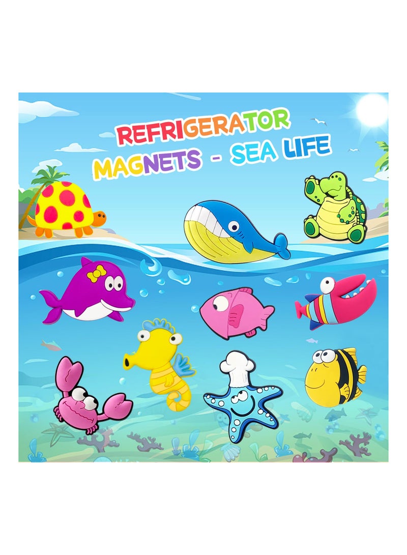 Sea Animal Fridge Magnets for Toddlers - 10 Soft Rubber Refrigerator Magnets, Educational Toys for Preschool Learning, Perfect for Kids Aged 1-3, Fun and Interactive Learning Tools