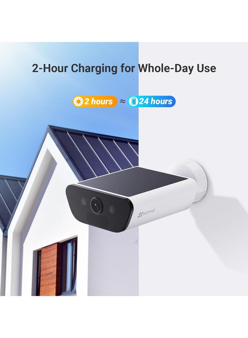 CB5 4K (Type-C) Wi-Fi Smart Home Solar Battery Camera, 2 in 1 Built-in Solar Panel, Always-On Video, AI Powered Human/Vehicle Shape Detection, Color Night Vision, Two-Way Talk, H.265, Smart Integration with Google Assistant & Amazon Alexa, Supports microSD Card (Up to 512 GB), Supports Wi-Fi 6 Network (2.4GHz), Weatherproof Design | CS-CB5-R100-2F8WFL