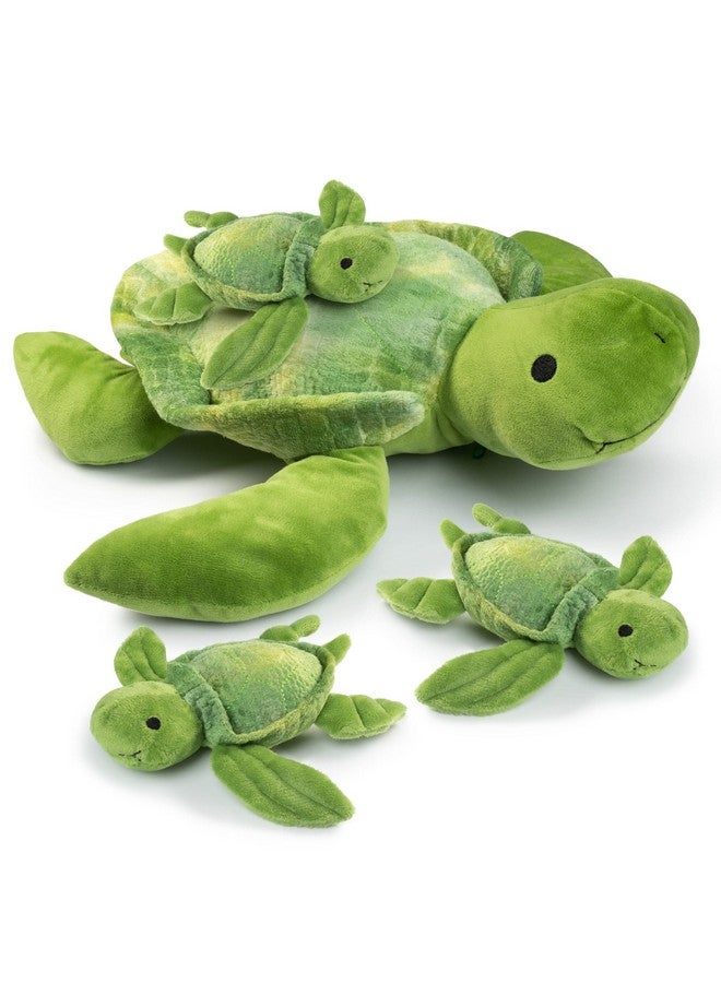 Talking Stuffed Mommy Sea Turtle With 3 Baby Turtles In Her Tummy | Plush Turtles | Stuffed Turtle | Stuffed Animal Family | Stuffed Animal Mom And Baby | Stuffed Animals For Ages 0+