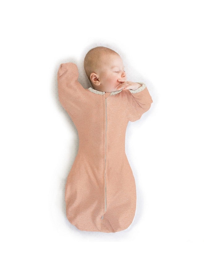 Transitional Swaddle Sack With Arms Up Half Length Sleeves And Mitten Cuffs Heathered Peach Blush With Polka Dot Trim Medium 3 6 Mo 14 21 Lbs (Better Sleep Easy Swaddle Transition)