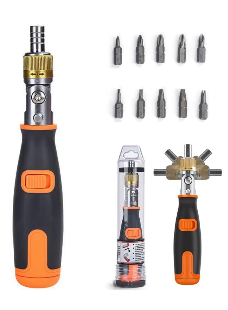 10 in 1 Multi-angle Ratchet Screwdriver Set for Professional Use, 180° Rotation Tool for Easy Repairs and Disassembly