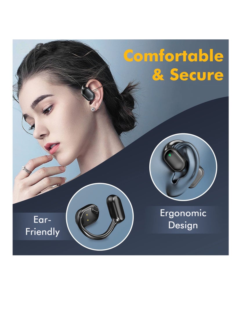 Bluetooth Wireless Earbuds with Charging Case, Bone-conduction Over-Ear Headphones, Noise Cancelling Mic, IP5 Waterproof for Sports and Running