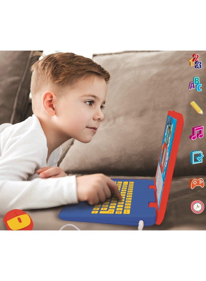 Paw Patrol Educational And Bilingual Laptop Spanish/English Toy For Child Kid (Boys & Girls) 124 Activities, Learn Play Games And Music With Chase Marshall Red/Blue Jc598Pai2