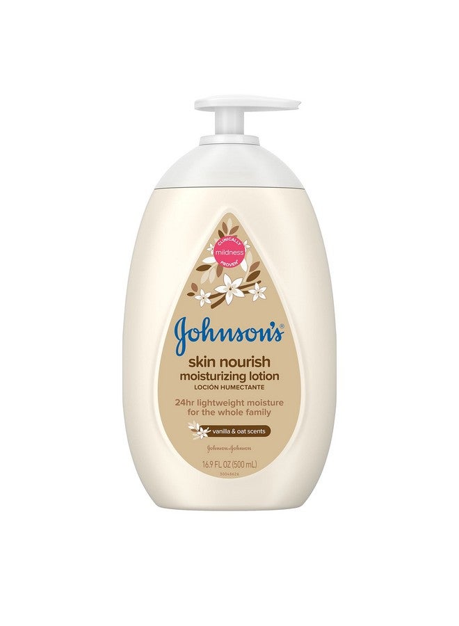 Skin Nourish Moisturizing Baby Lotion For Dry Skin With Vanilla & Oat Scents Gentle & Lightweight Body Lotion For The Whole Family Hypoallergenic Dyefree 16.9 Fl. Oz