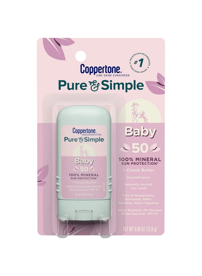 Pure And Simple Baby Spf 50 Sunscreen Stick, Zinc Oxide Mineral Sunscreen, Baby Sunscreen Stick, Face Sunscreen, 0.49 Oz