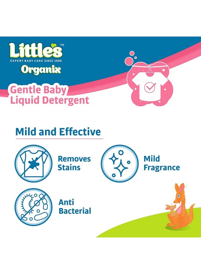 Organix Gentle Baby Detergent Liquid For Clothes | 1000 Ml | Anti-Bacterial Liquid Detergent For Baby Clothes Enriched With Aloe Vera & Neem Extracts | Free From Brighteners & Bleach