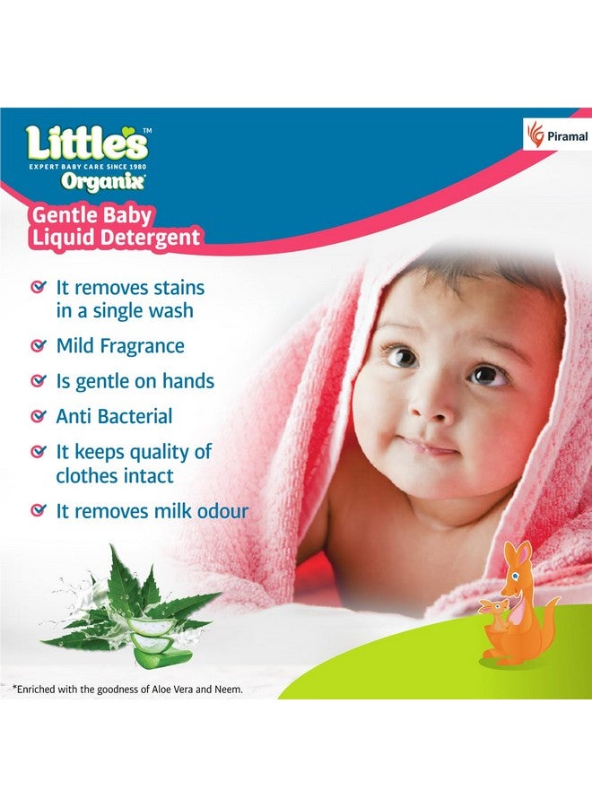 Organix Gentle Baby Detergent Liquid For Clothes | 1000 Ml | Anti-Bacterial Liquid Detergent For Baby Clothes Enriched With Aloe Vera & Neem Extracts | Free From Brighteners & Bleach