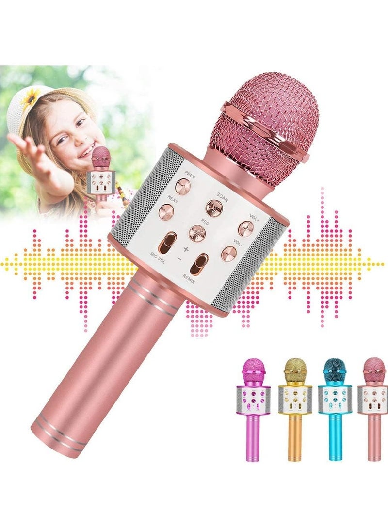 ZZLWAN Girls Toys Microphone for Kids,Bluetooth Karaoke Microphone Wireless for Adults,Girl Toys Ages 4-5,6 7 8 9 10 Year Old Girl Birthday Gifts Ideas(ROSE gold)