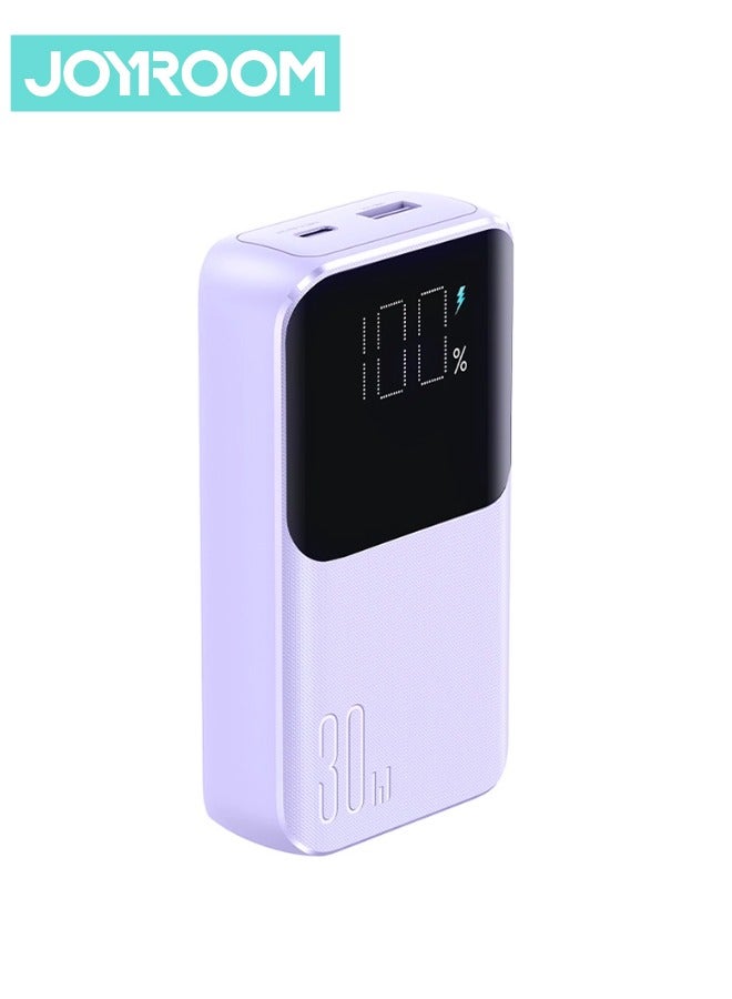 10000 mAh JR-PBC06 30W Mini Power Bank With Built-in USB-C / Lightning Cables Purple