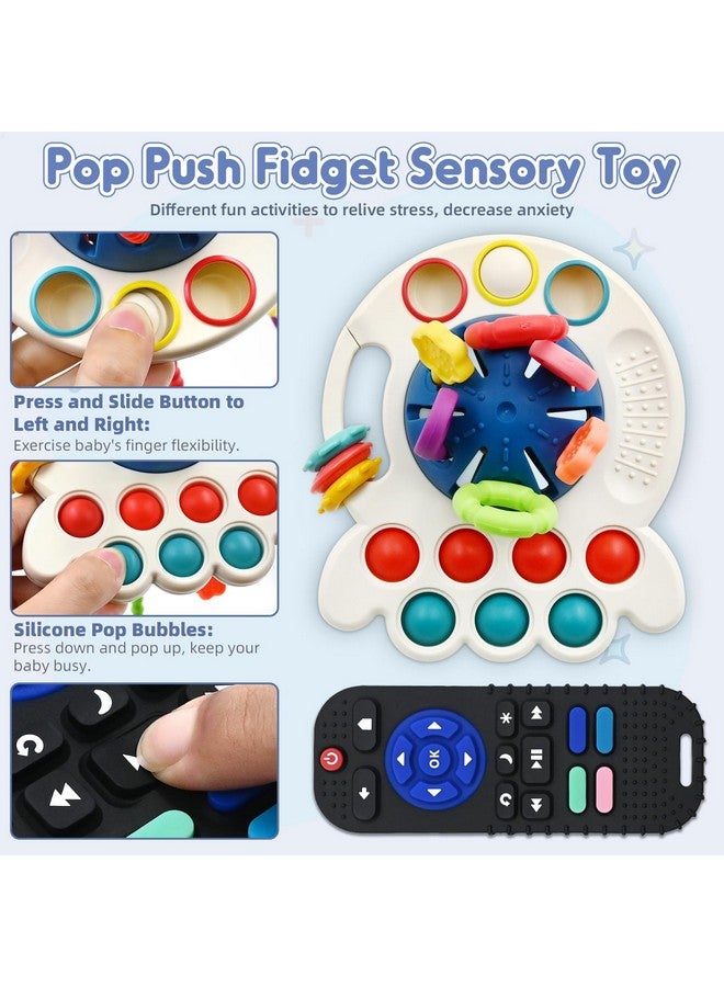 Sensory Montessori Baby Teething Toys, Silicone Remote Control Teether Toddler Travel Toys For 3 6 9 18 Months, Educational Learning Toys For Infant Newborn Boy Girl Birthday Gifts