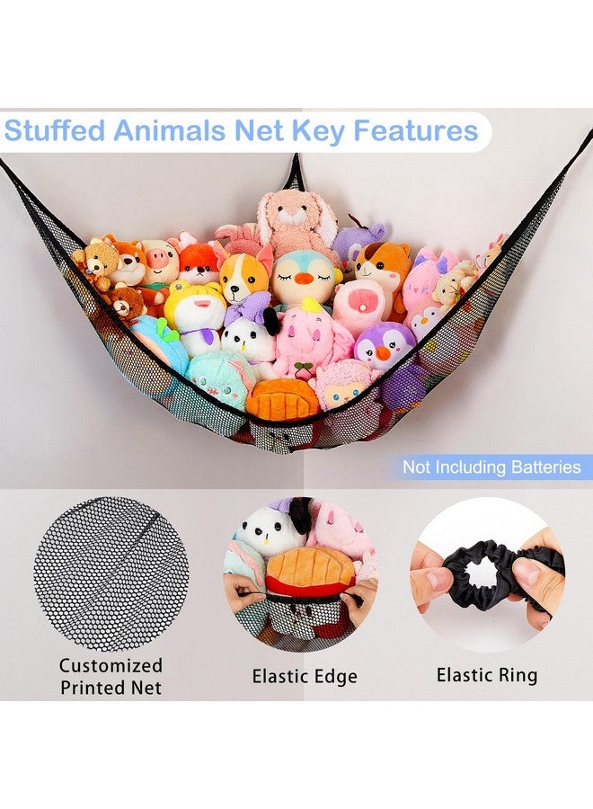 Stuffed Animals Net Or Hammock With Led Light Hanging Toy Net Hammock For Stuffed Animals Storage Stuff Animals Hammocks For Nursery Kids Room With Remote Control 8 Kinds Of Lights(Pack Of 1)