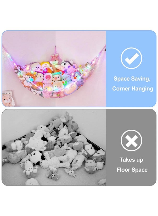 Stuffed Animals Net Or Hammock With Led Light Hanging Toy Net Hammock For Stuffed Animals Storage Stuff Animals Hammocks For Nursery Kids Room With Remote Control 8 Kinds Of Lights(Pack Of 1)