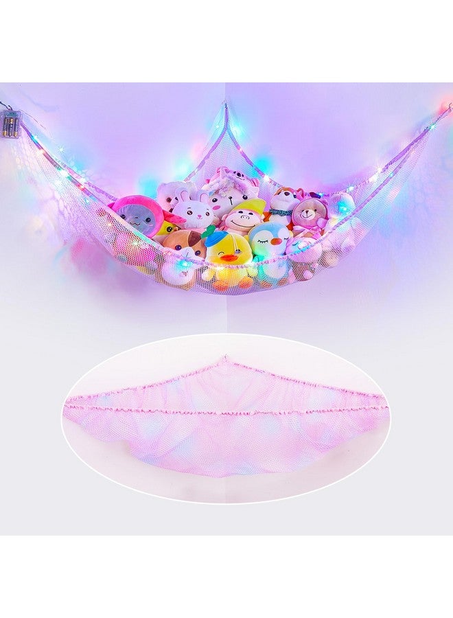 Stuffed Animals Net Or Hammock With Led Light Hanging Toy Net Hammock For Stuffed Animals Storage Stuff Animals Hammocks For Nursery Kids Room With Remote Control 8 Kinds Of Lights(Pack Of 1)