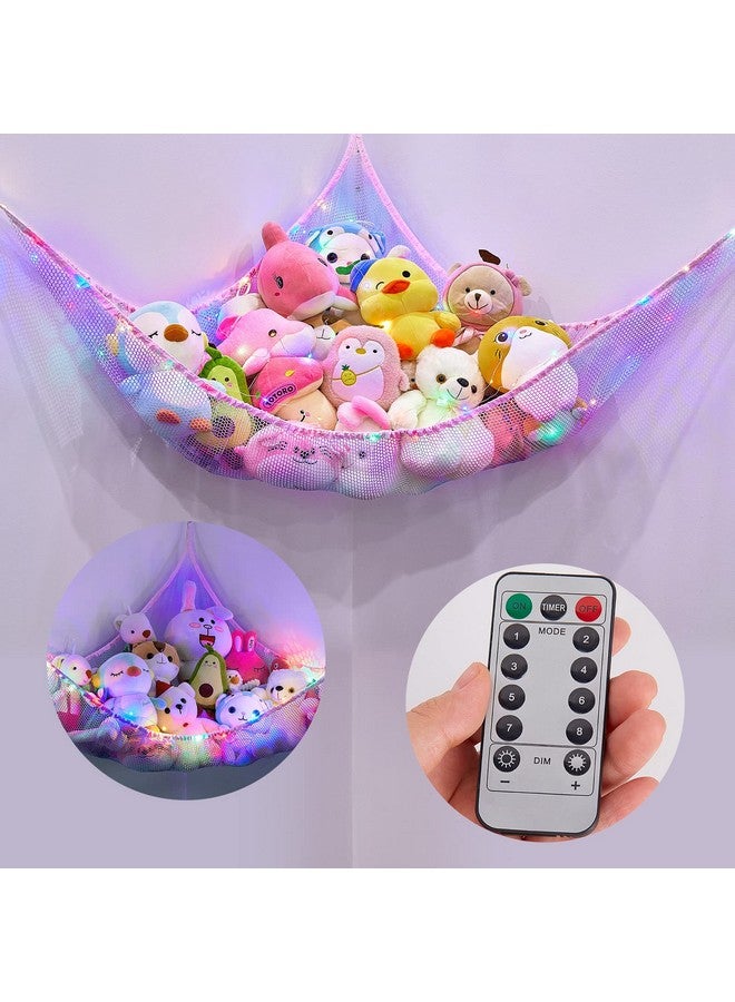 Stuffed Animals Net Or Hammock With Led Light Hanging Toy Net Hammock For Stuffed Animals Storage Stuff Animals Hammocks For Nursery Kids Room With Remote Control 8 Kinds Of Lights(Pack Of 1)