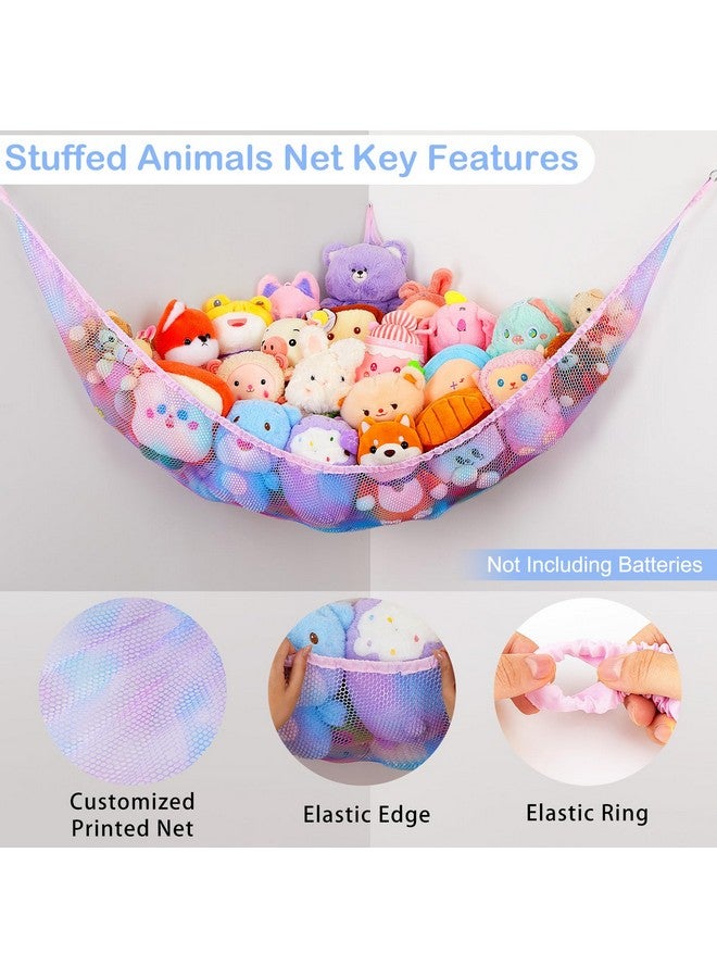 Stuffed Animals Net Or Hammock With Led Light Hanging Toy Net Hammock For Stuffed Animals Storage Stuff Animals Hammocks For Nursery Kids Room With Remote Control 8 Kinds Of Lights(Pack Of 1)