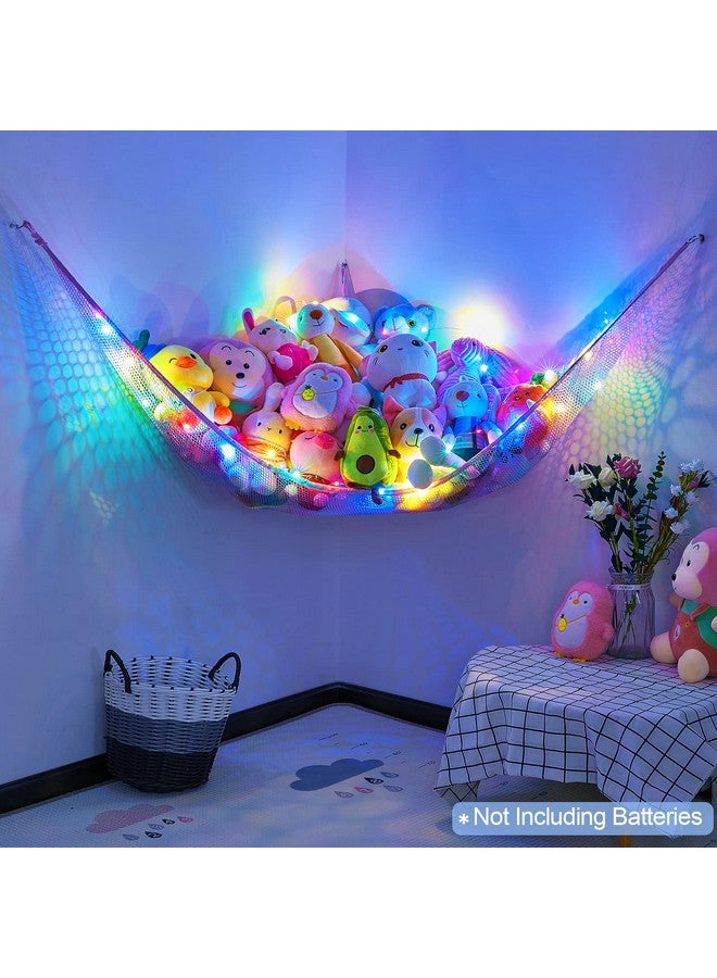 Stuffed Animals Net Or Hammock With Led Light Hanging Toy Net Hammock For Stuffed Animals Storage Stuff Animals Hammocks For Nursery Kids Room With Remote Control 8 Kinds Of Lights(Pack Of 1)