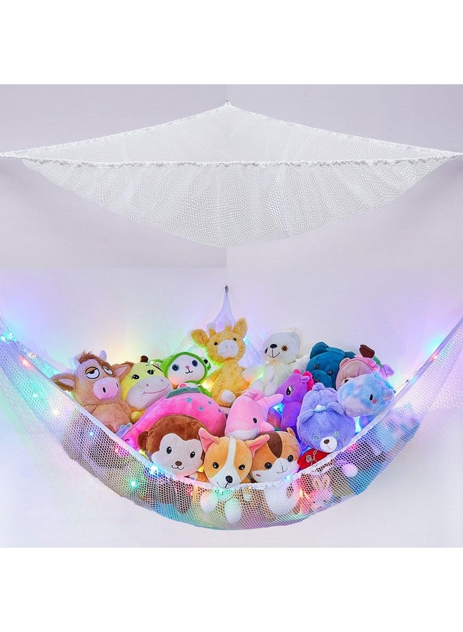 Stuffed Animals Net Or Hammock With Led Light Hanging Toy Net Hammock For Stuffed Animals Storage Stuff Animals Hammocks For Nursery Kids Room With Remote Control 8 Kinds Of Lights(Pack Of 1)